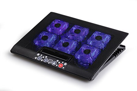 Techstick Laptop Cooler Cooling Pad with LED Display,Ultra Slim Portable USB Powered,6 Fans 2 USB Ports,Perfect for 12-17 Inches Laptops,Notebook