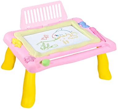 asika Magnetic Doodle Board Drawing Table, Deluxe Activity Travel Desk - Learn and Sketch Writing Magic Pad with Erasable 3 Magnets for Kids and Toddlers - Travel Size