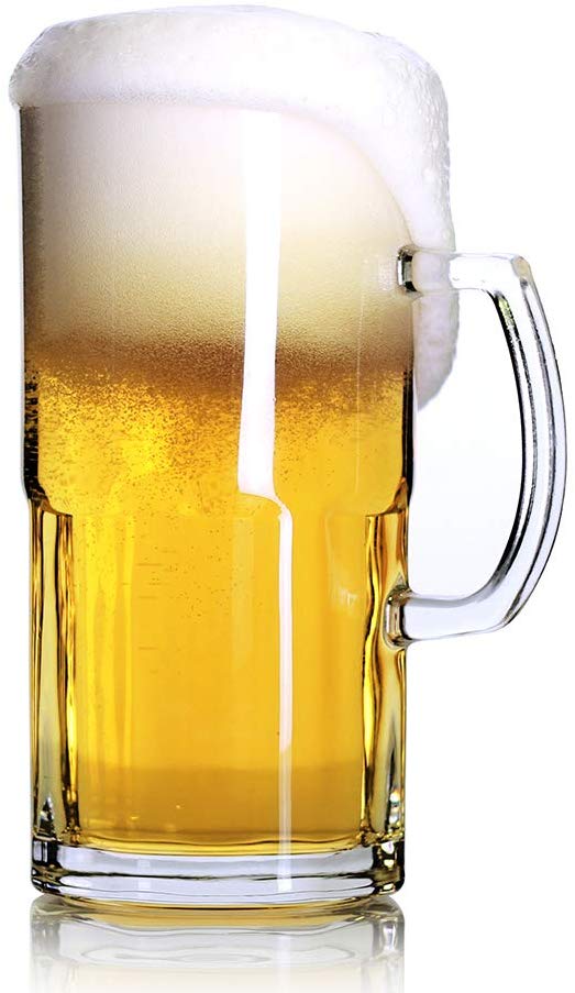 Style Extra Large Beer Mug 34 Ounce,Large Glass Mugs With Handle is a Excellent Christmas Gift,One Liter German Beer Stein Super Mug (34 oz)