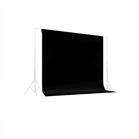 Fovitec - 10'x12' Photography & Video Black Muslin Backdrop - [Cotton][Rod Pocket][Professional Finished Seams][Matte Finish][Machine Washable]