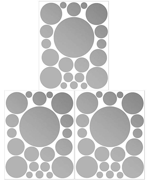Create-A-Mural Polka Dot Wall Stickers, Wall Decor Stickers, Wall Dots, Vinyl Circle Room Dot Decals (Silver)
