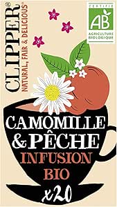 CLIPPER - Infusion Bio - Camomille et Pêche - Issu du Commerce Équitable - 20 Sachets d'Infusion - 1 Paquet