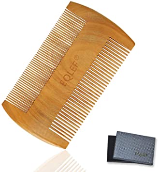 EQLEF Green Sandalwood no Static Handmade Comb，Pocket Comb (Beard)