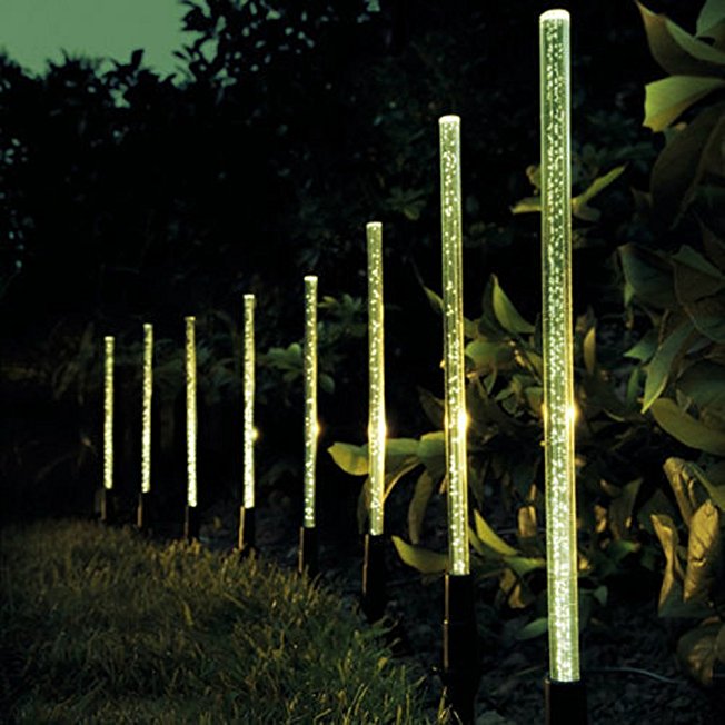 8 Pack Whites Solar Tube Lights Solar Acrylic Bubble Pathway Decoration Garden Stick Stake Light Set (warm light)