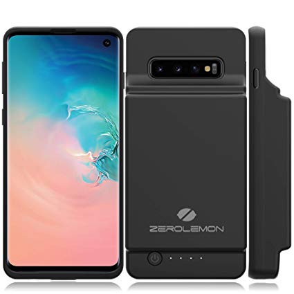 ZeroLemon Galaxy S10 Battery Case, 8000mAh Extended Rechargeable Battery with Soft TPU Protective Portable Case for Galaxy S10 - Black