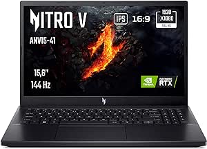 Acer Nitro 5 ANV15-41-R52M, Ordinateur Portable Gaming 15,6'' Full HD IPS 144 Hz, PC Portable Gamer (AMD Ryzen 5 7535HS, NVIDIA GeForce RTX 4050, RAM 16 Go, 512 Go SSD) - PC Gaming Noir