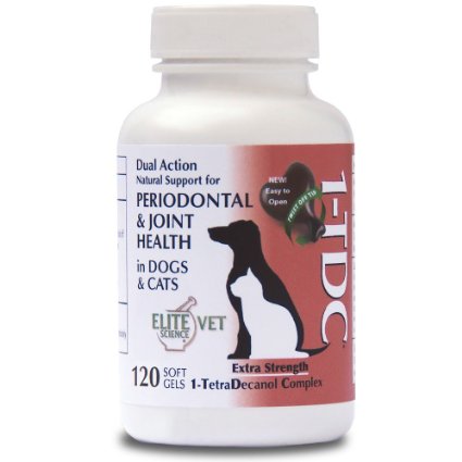1-TDC Dual Action Periodontal and Joint Support for Dogs and Cats | Professionally Formulated 1-TetraDecanol Complex | 120 "Twist Off" Softgels