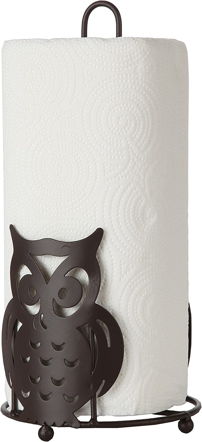 Home-X Bronze Paper Towel Holder with Owl Design