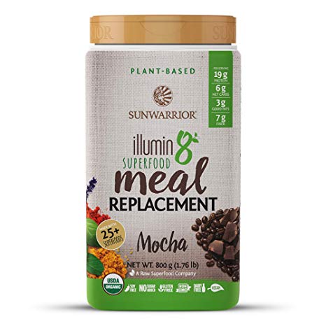 Sunwarrior - Illumin8 Plant-Based Superfood Meal Replacement, Organic, Vegan, Non-GMO (Mocha, 20 Servings)