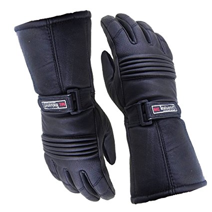 Bikers Gear Nero Motorcycle Winter Motorcycle Leather Waterproof Gloves, Black, Large