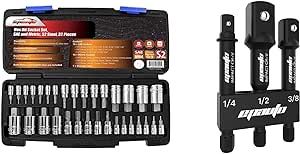 EPAuto 32 PCs Hex Bit Socket Set   Socket Adapter Set (1/4, 3/8, 1/2, 3 Set)