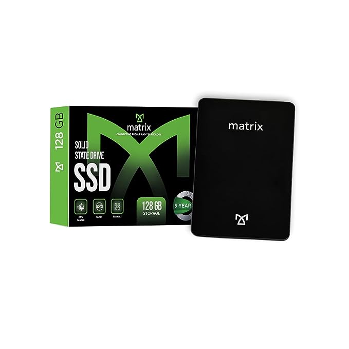 Matrix 128GB 3D NAND Flash SATA 6GB/s 2.5 Inches Internal Solid State Drive (SSD), Read Up to 550MB/s, Write Up to 500MB/s, 5 Year Warranty