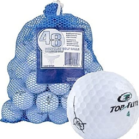 Top Flite 48 Recycled Golf Balls in Mesh Bag, White Color