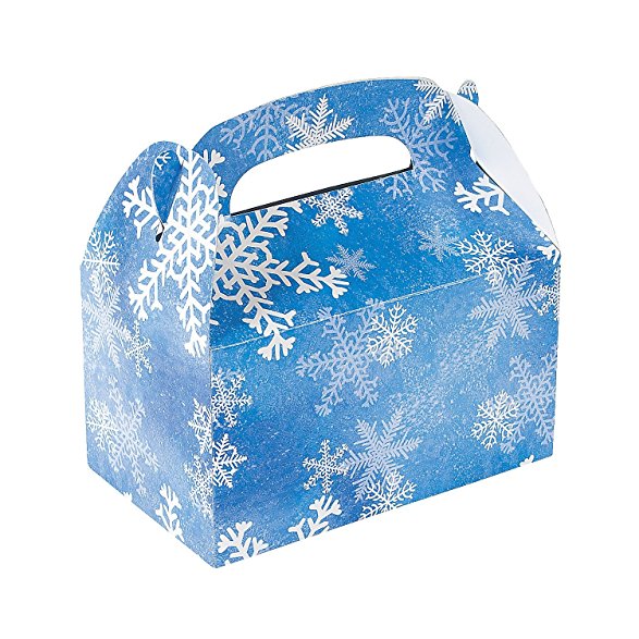 1 Dozen Winter Snowflake Treat Gift Boxes - Christmas Party Supplies