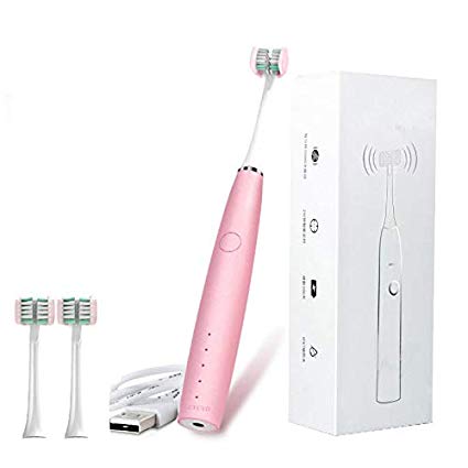 Ponydash Sonic Electric Toothbrush Rechargeable for Adults, 2 Replacement Heads Cleaning for Braces with 2 Minutes Timer, USB Fast Charging Portable Sonic Toothbrush …