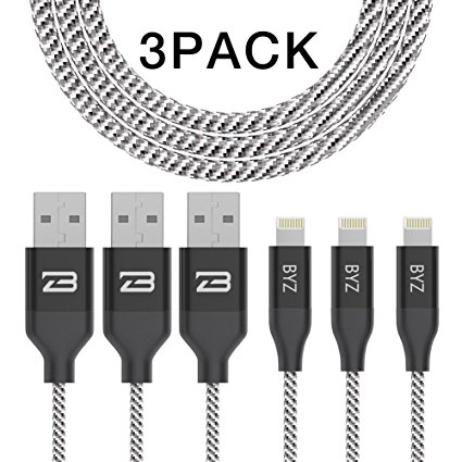 BYZ iPhone Charger Charging Cable 6ft Lightening Cable - 3 Pack iPhone Cable USB Sync & Charging Cord for iPhone X 8 Plus 8 7 Plus 7 6S Plus 6 Plus SE 5S 5C 5, iPad 2 3 4 Mini, iPad Pro Air, iPod