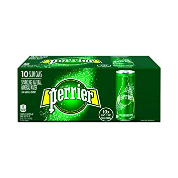 Perrier Sparkling Natural Mineral Water, Original, 8.45-ounce Slim Cans (Pack of 10)