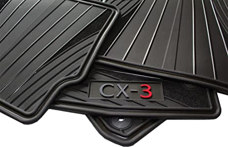 Car Floor Mats Compatible for Mazda Cx3 OEM Genuine - All Weather-Rubber- Heavy Duty - (2016,2017,2018,2019,2020,2021) Complete Set (Black)