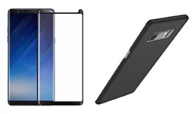 EiZiTEK EcoLight Series 0.33mm Premium Quality Samsung Galaxy Note 8 [ Note8 Phone 2017 ] Partial Cover Tempered Glass Screen Protector (Black With Border) With Compatible EiZiCase Slim Case (Black)