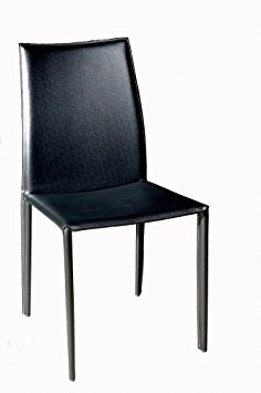Baxton Studio Delia Leather Dining Chair, Black, Set of 2