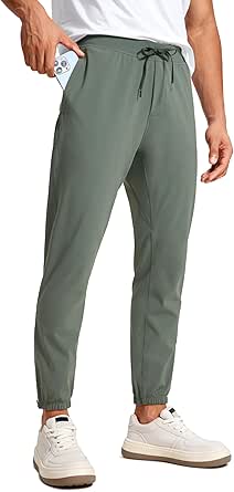 CRZ YOGA Mens 4-Way Stretch Comfy Athletic Pants - 28" Track Hiking Golf Gym Workout Joggers Work Pants