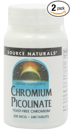 Source Naturals Chromium Picolinate, 200mcg, 240 Tablets (Pack of 2)