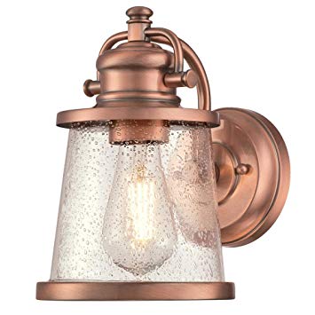 Westinghouse Lighting 6361000 Emma Jane One-Light, Washed Copper Finish with Clear Seeded Glass OUTDOOR WALL Fixture