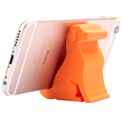 Comix Mini Puppy Dog Shape Cute Cell Phone Mounts Candy Color Creative Ipad Set Material of Silica Ge, Size:2.4" X 2.6" X 1.1", for Iphone Ipad Samsung Phone Tablet Plate Pc (Orange)