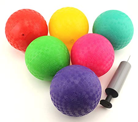 Ifavor123 Multi Color Mini Dodgeball Kickball Hand Pump Playballs - 6 Pack