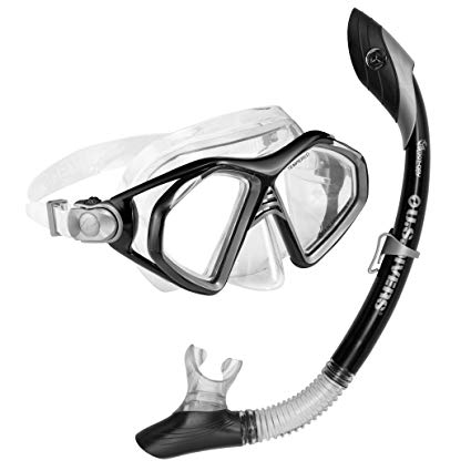 U.S. Divers Admiral 2 LX/Island Dry Adult Silicone Mask Combo Black