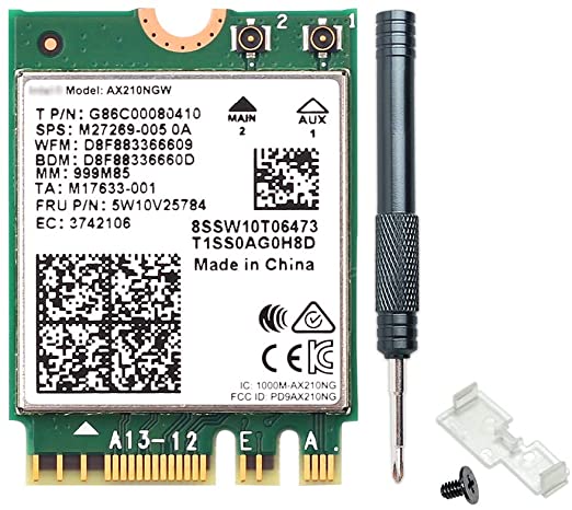 REKONG WiFi 6E AX210NGW M.2 2230 Wireless WiFi Card BT5.2 Dual-Band 160MHz 802.11ax 2x2 MU-MIMO AX210 3000Mbps NGFF Network Card Better AX200NGW Card for PC Laptops Only Support Windows 10,64 bit