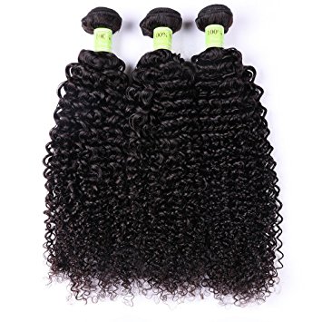 Golden Rule Virgin Brazilian Kinky Curly Hair Weave Remy Human Hair Extensions Natural Color Hair Human Bundles Mixed Length ( 12 14 16 )