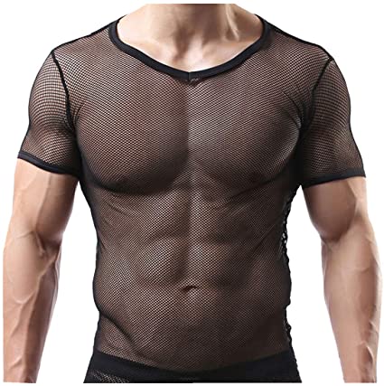 YouBin Sexy Men's Underwear Sleeveless Vest Tank Top Mesh See Through T-Back Nightwear Fishnet Undershirt