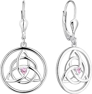 YL Keltische Ohrringe 925 Sterling Silber 12 Geburtsstein Zirkonia Knoten Ohrringe für Damen