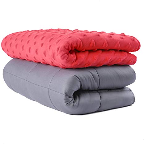 Sonno Zona Weighted Blanket Adult Size - Blanket with Cover Included - Minky Red Hearts 60x80 inches 20 Pound - Blankets Made from Relaxation Sleep Fabric for Natural Calm