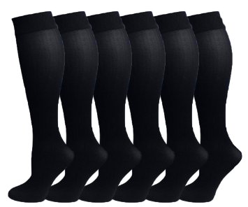 Ladies 6 Pair Pack Compression Socks (Black)