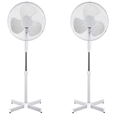 2 x Oypla Electrical 16" Oscillating Pedestal Electric Cooling Fans