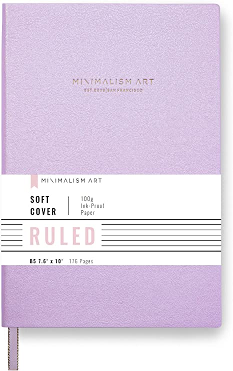 Minimalism Art, Classic Soft Cover Notebook Journal, Large Size, Composition B5 7.6" x 10", 176 Pages, Premium Thick Paper 100gsm, Fine PU Leather, Ribbon Bookmark, San Francisco (Ruled, Pink)