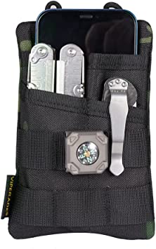 VIPERADE VE3 Tool Pouch Pocket Organizer, Nylon Tool Belt Loop Pouch with 4 Pockets Tool Storage EDC Pouch for Flashlight/Pocket Knife, Tactical pen, Notebook (Black Camo)