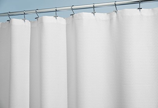 mDesign Waffle Weave Luxury Hotel Fabric Shower Curtain - Stall 54" x 78", White