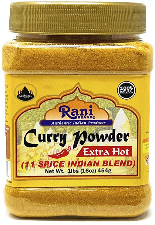 Rani Curry Powder Extra HOT Natural 11-Spice Blend 16oz (1lb) 454g PET Jar ~ Salt Free | Vegan | Gluten Friendly | Non-GMO | Indian Origin