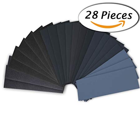 28 Pcs 120 to 3000 Grit Wet Dry Sandpaper 9 3.6 Inches for Automotive Sanding, Wood Furniture Finishing, Wood Turing Finishing by Paxcoo