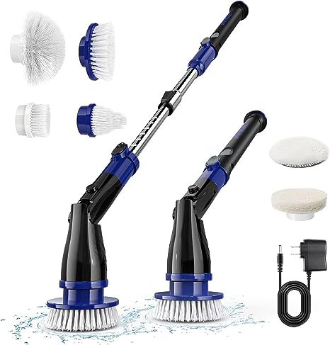 Electric Spin Scrubber,2023 New Cordless Shower Scrubber Bathroom Scrubber Adjustable Extension Handle 3 Replaceable Brushes Power Scrubber for Cleaning Bathroom Bathtub,Tile, Wall, Floor, Sink