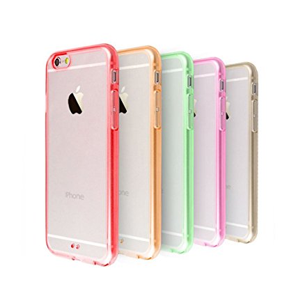 5 Pack Ace Teah iPhone 6 Case Ultra Clear Hard Back Slim Thin Gel TPU Transparent Scratch-Proof Protective Skin Bumper Case for iPhone 6 6s Apple (4.7 inch) - Orange, Red, Green, Pink, Golden