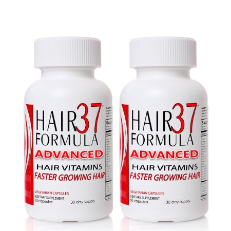 Hair Formula 37 Advanced 2 Month Supply - 120 Capsules -Vitamins for Hair Growth Supplements for Faster Growing Hair Skin and Nails Vegetarian Capsules