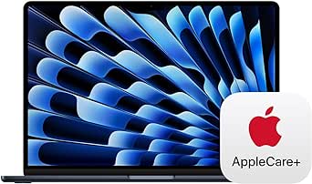 Apple 2024 MacBook Air 15-inch Laptop with M3 chip: Built for Apple Intelligence, 15.3-inch Liquid Retina Display, 24GB Unified Memory, 512GB SSD Storage; Midnight with AppleCare  (3 Years)