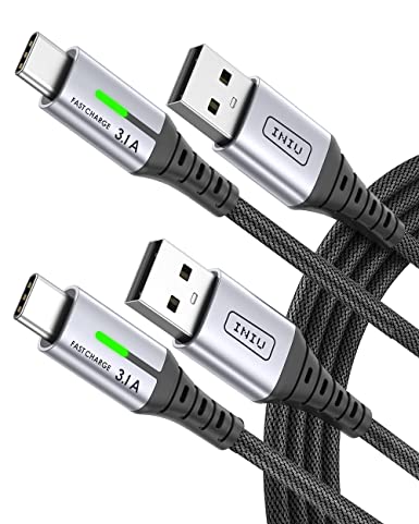 USB C Cable, [2 Pack 6.6 6.6ft ] QC 3.0 Fast Charging USB Type C Cable, INIU 3.1A Nylon Braided Phone Charger USB-C Cord Charge for Samsung Galaxy S22 S21 S20 S10 Plus Note 10 LG Google Pixel iPad etc