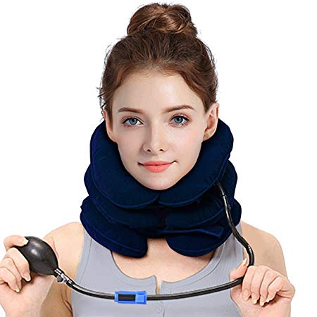 P PURNEAT Cervical Neck Traction Device- Inflatable & Adjustable Neck Stretcher Collar for Home Traction Spine Alignment Neck shoulder Pillow