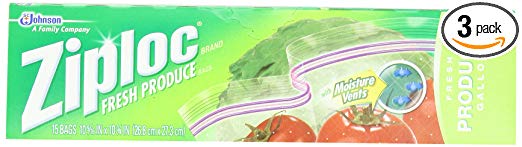 Ziploc Fresh Produce Bag, 15-Count(Pack of 3)