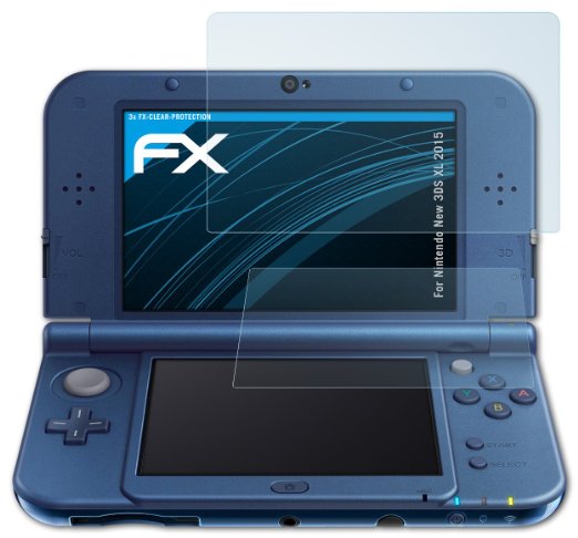 atFoliX Nintendo New 3DS XL 2015 Screen protection Protective film - Set of 3 - FX-Clear crystal clear